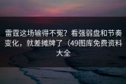 雷霆这场输得不冤？看强弱盘和节奏变化，就差摊牌了（49图库免费资料大全