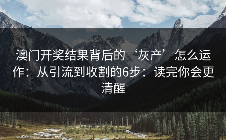 澳门开奖结果背后的‘灰产’怎么运作：从引流到收割的6步：读完你会更清醒