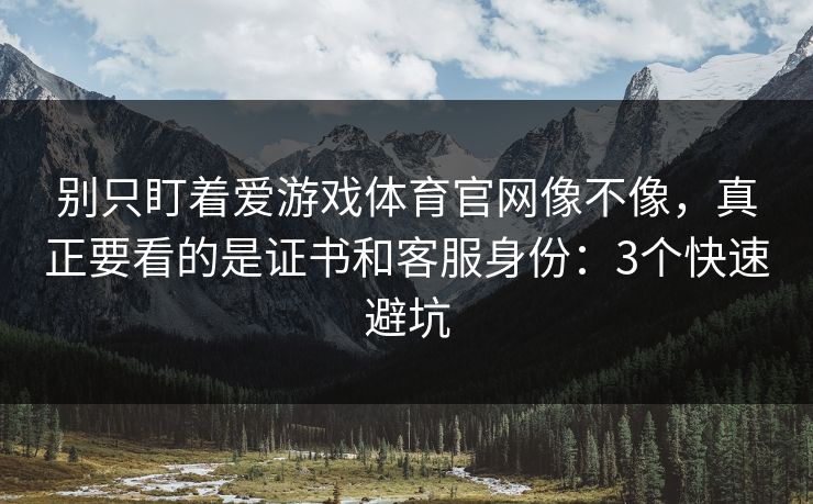别只盯着爱游戏体育官网像不像，真正要看的是证书和客服身份：3个快速避坑