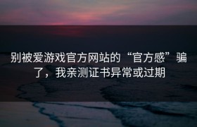 别被爱游戏官方网站的“官方感”骗了，我亲测证书异常或过期