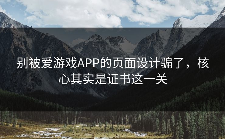 别被爱游戏APP的页面设计骗了，核心其实是证书这一关