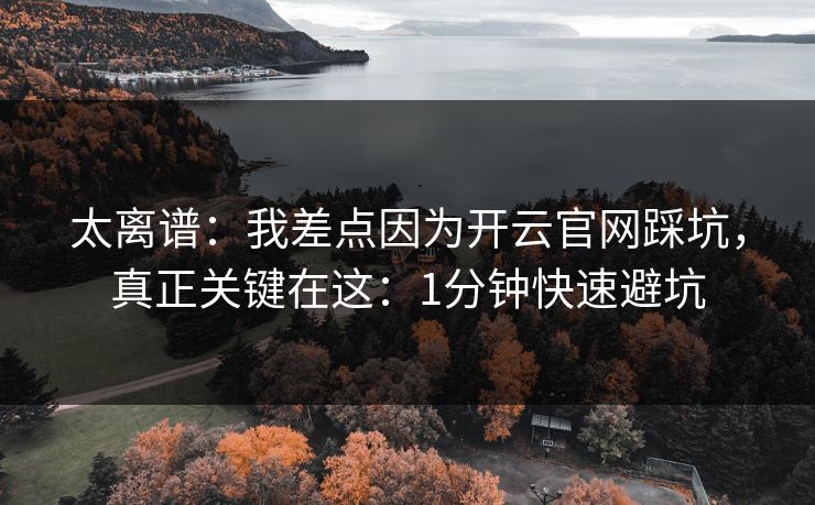 太离谱:我差点因为开云官网踩坑,真正关键在这:1分钟快速避坑 太离谱:我差点因为开云官网踩坑,真正关键在这:1分钟快速避坑