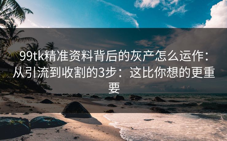 99tk精准资料背后的灰产怎么运作:从引流到收割的3步:这比你想的更重要 99tk精准资料背后的灰产怎么运作:从引流到收割的3步:这比你想的更重要